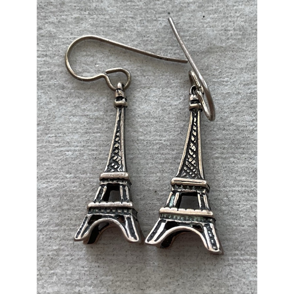 Vintage Sterling Silver Eiffel Tower dangle earrings Estate Jewelry Dangle Drop